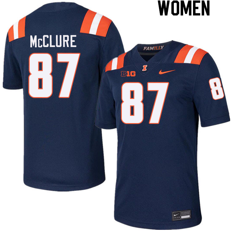 Women #87 Tyler McClure Illinois Fighting Illini College Football Jerseys Stitched-Navy